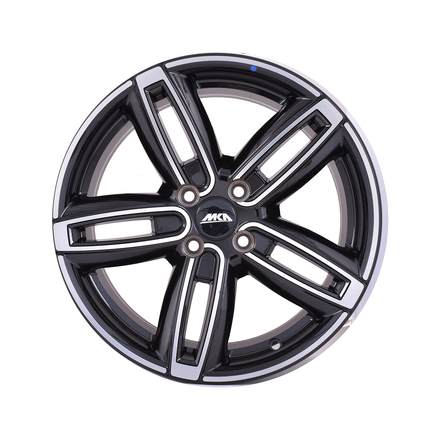 Uno Minda W1D061-000M00 Spin Alloy Wheel 16 Inch, Diamond Cut, Black Machined, 4 Holes